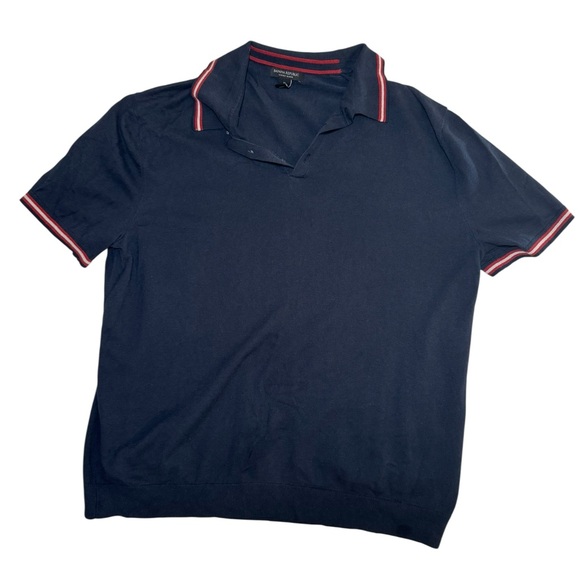Banana Republic Other - Banana Republic Luxury Blend Polo Shirt Navy Blue Red Trim XL